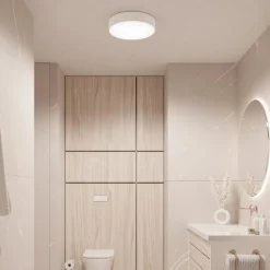 Cleo plafondlamp, Ø 20 cm, IP54, wit, metaal, E27