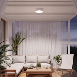 Cleo plafondlamp, Ø 20 cm, IP54, wit, metaal, E27