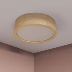 Cleo plafondlamp, Ø 28 cm, 2-lamps, eikenhout, E27