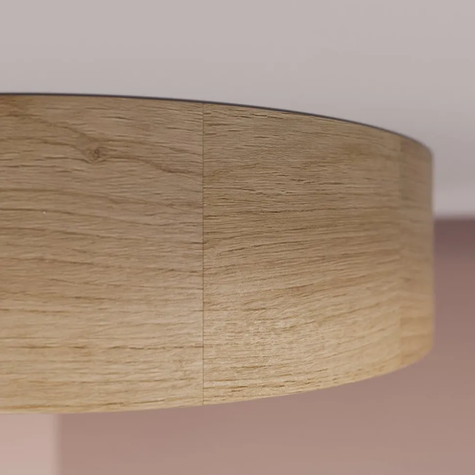 Cleo plafondlamp, Ø 28 cm, 2-lamps, eikenhout, E27