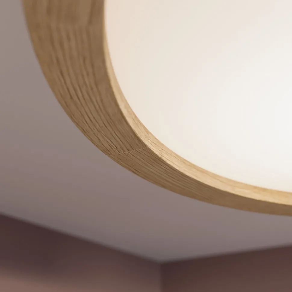 Cleo plafondlamp, Ø 28 cm, 2-lamps, eikenhout, E27