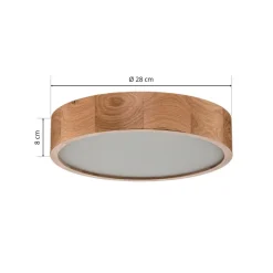 Cleo plafondlamp, Ø 28 cm, 2-lamps, eikenhout, E27