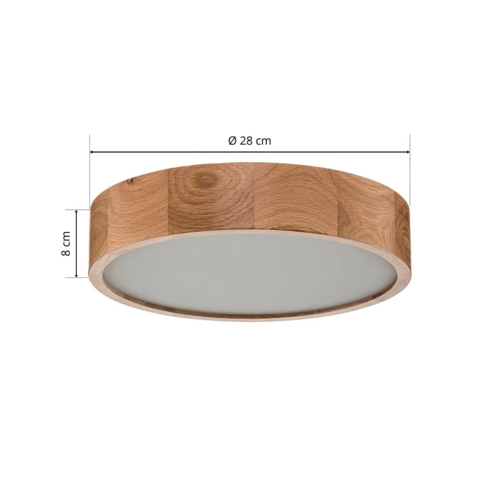 Cleo plafondlamp, Ø 28 cm, 2-lamps, eikenhout, E27