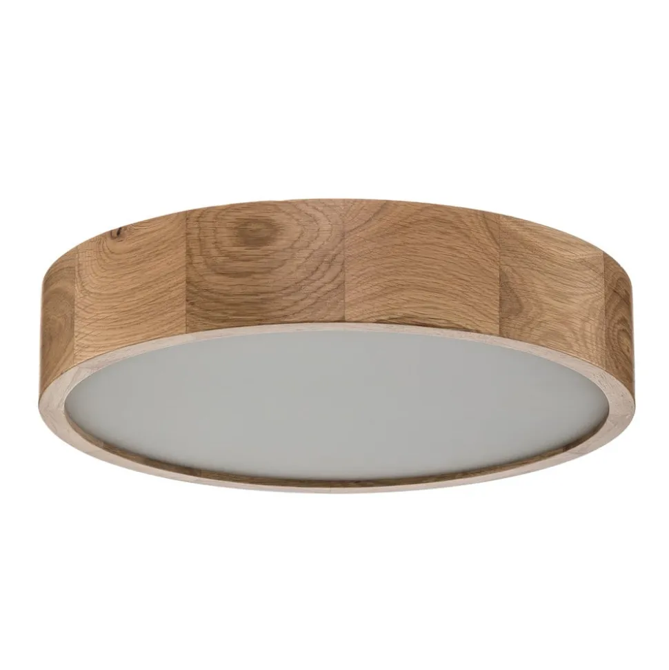 Cleo plafondlamp, Ø 38 cm, 3-lamps, eikenhout, E27