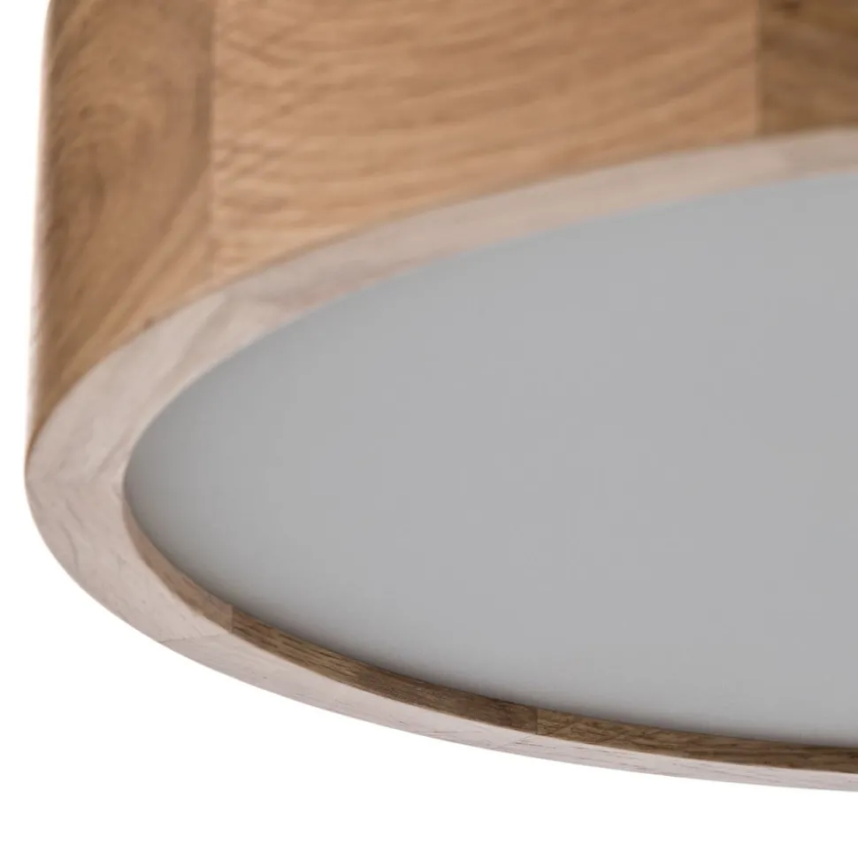 Cleo plafondlamp, Ø 38 cm, 3-lamps, eikenhout, E27