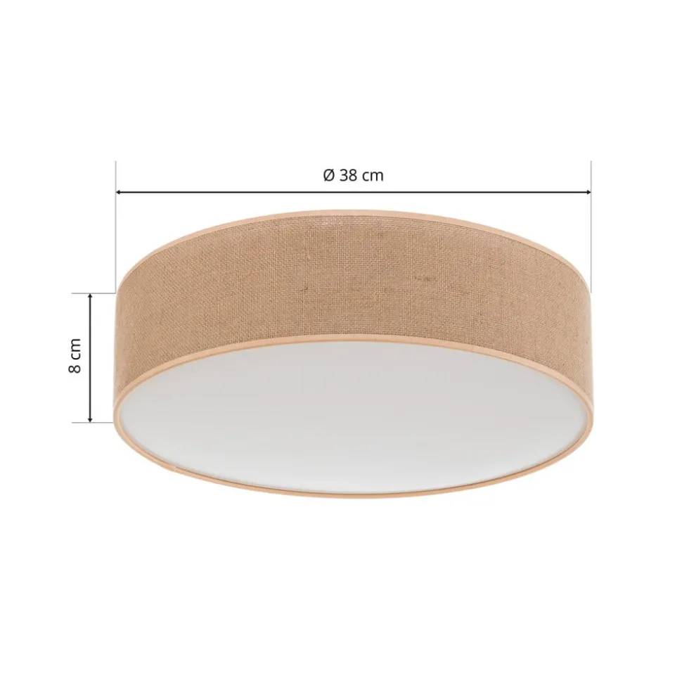 Cleo plafondlamp, Ø 38 cm, 3-lamps, eikenhout, E27