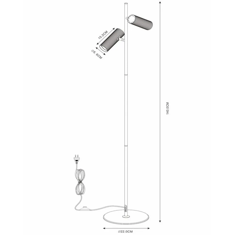 Club vloerlamp, verstelbaar, wit, metaal, 140 cm, GU10