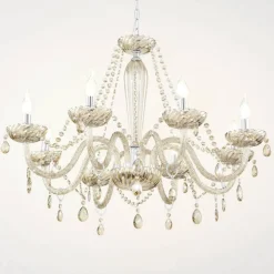 Cognackleurige kroonluchter Basilano van glas