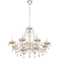 Cognackleurige kroonluchter Basilano van glas