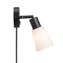 Cole wandlamp, 2-lamps, stekker, glas, twee schakelaars