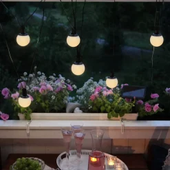 Combinatie LED lichtketting op zonne-energie, 6-lamps, IP44, kunststof