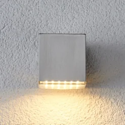 Compacte LED-buitenwandlamp Lydia, rvs