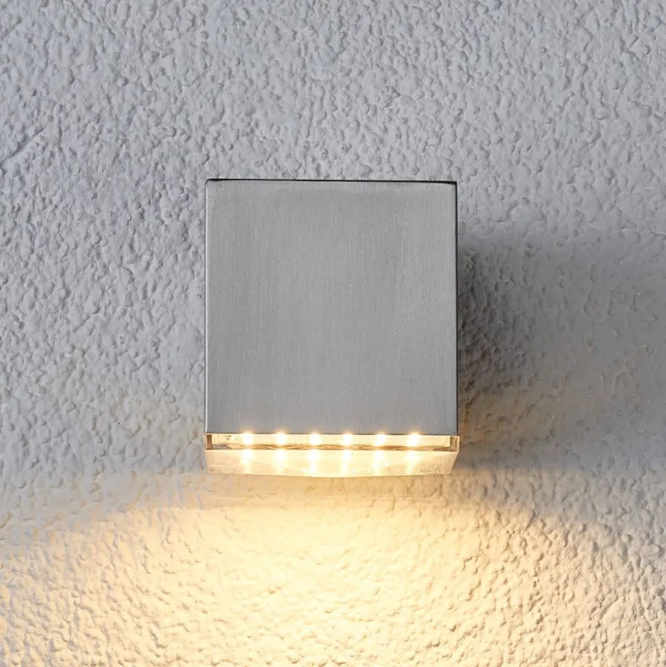 Compacte LED-buitenwandlamp Lydia, rvs
