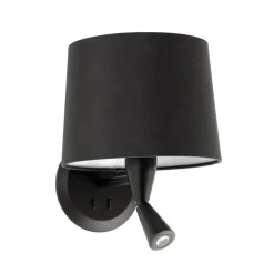 Conga wandlamp met LED leeslamp, zwart