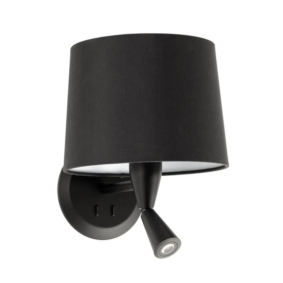 Conga wandlamp met LED leeslamp, zwart