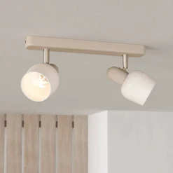 Corato plafondspot, zand/nikkel/opal, 2-lamps.