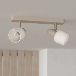 Corato plafondspot, zand/nikkel/opal, 2-lamps.