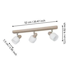 Corato plafondspot, zand/nikkel/opal, 3-lamps.