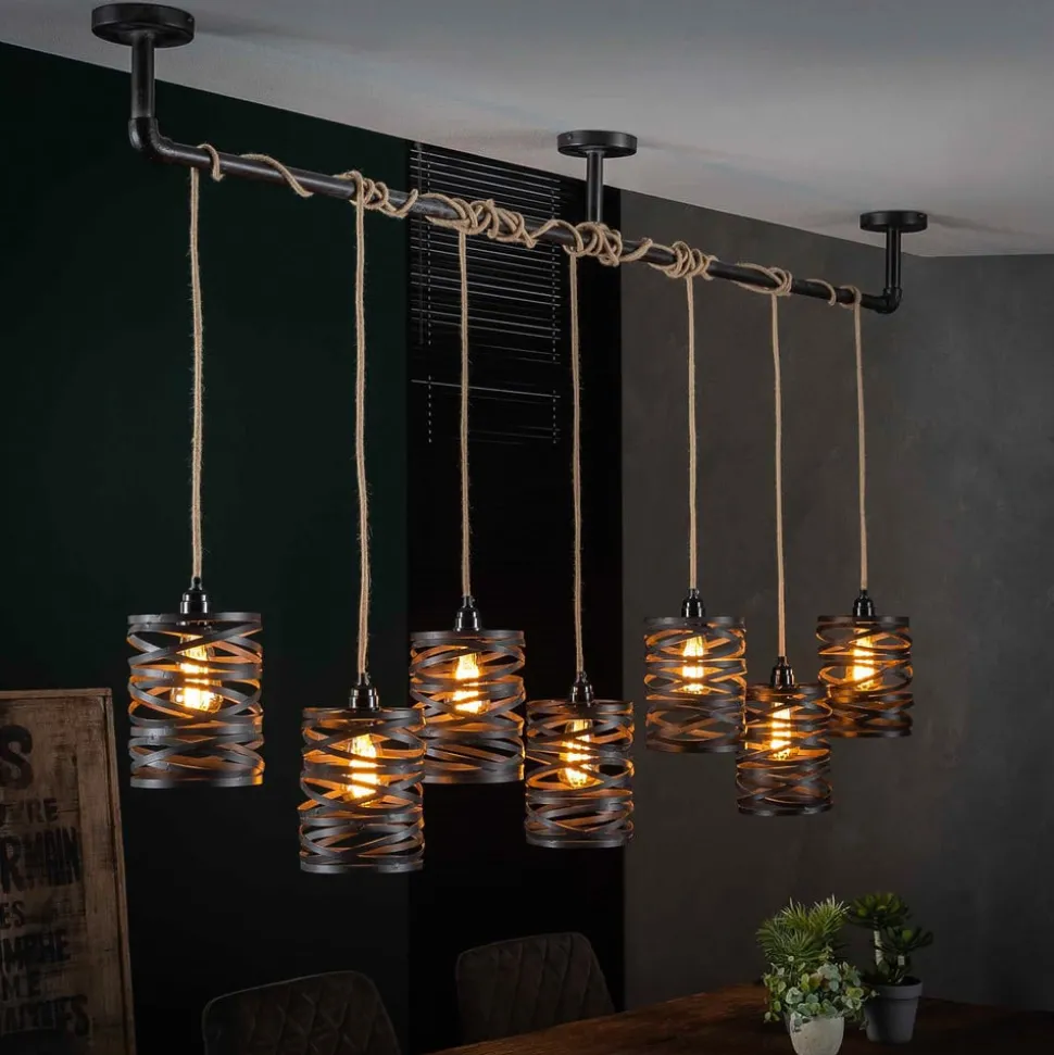 Crossround hanglamp met 7 spiraalvormige kappen