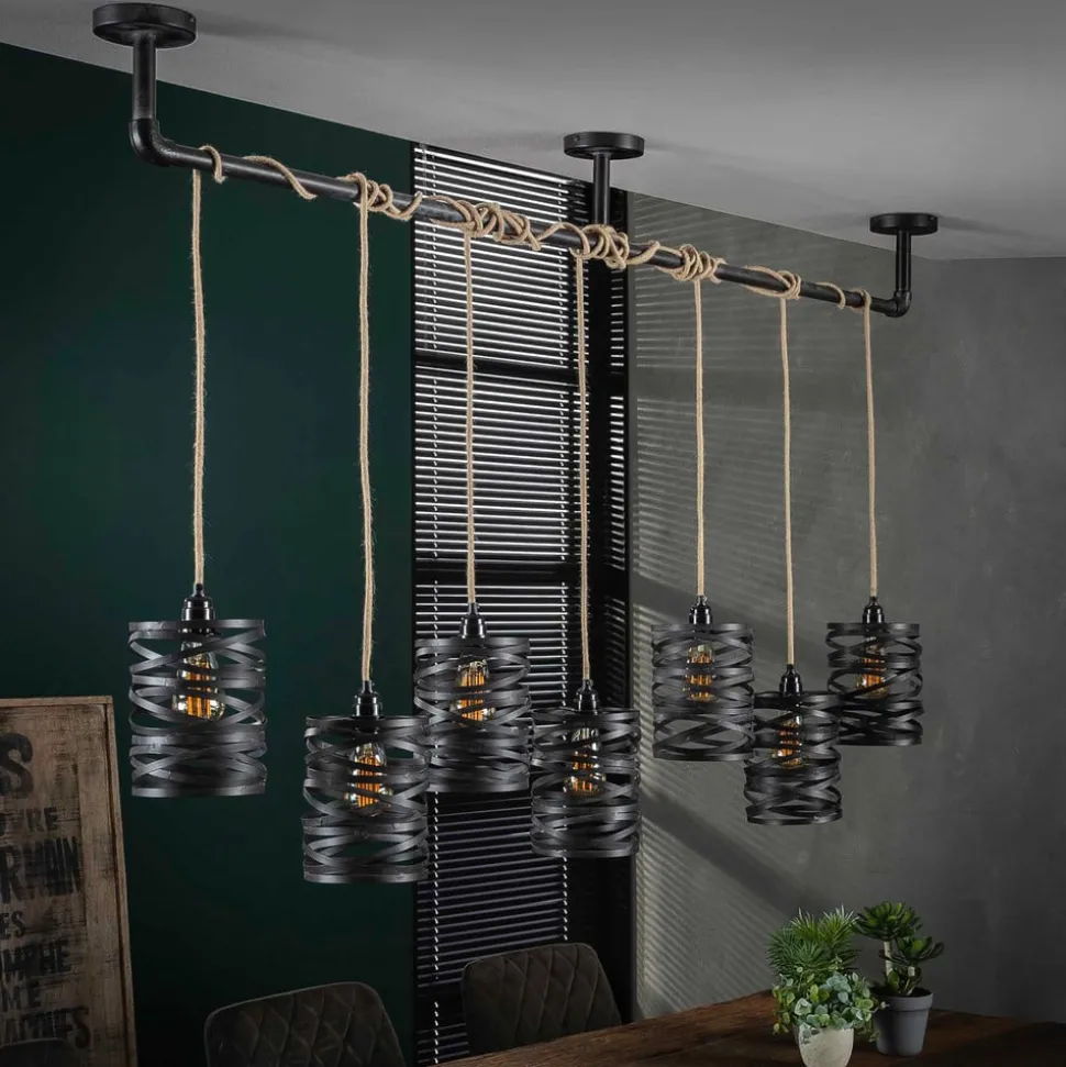 Crossround hanglamp met 7 spiraalvormige kappen