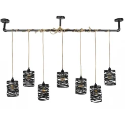 Crossround hanglamp met 7 spiraalvormige kappen