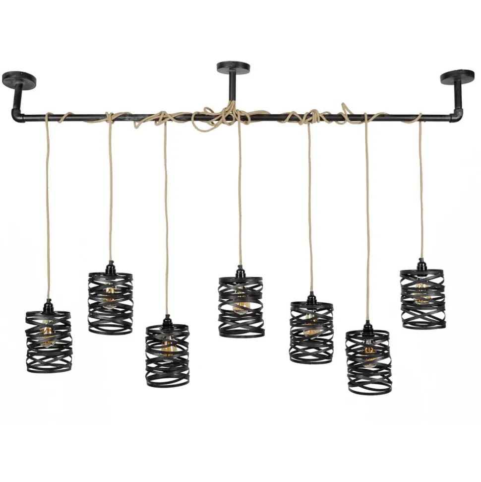 Crossround hanglamp met 7 spiraalvormige kappen