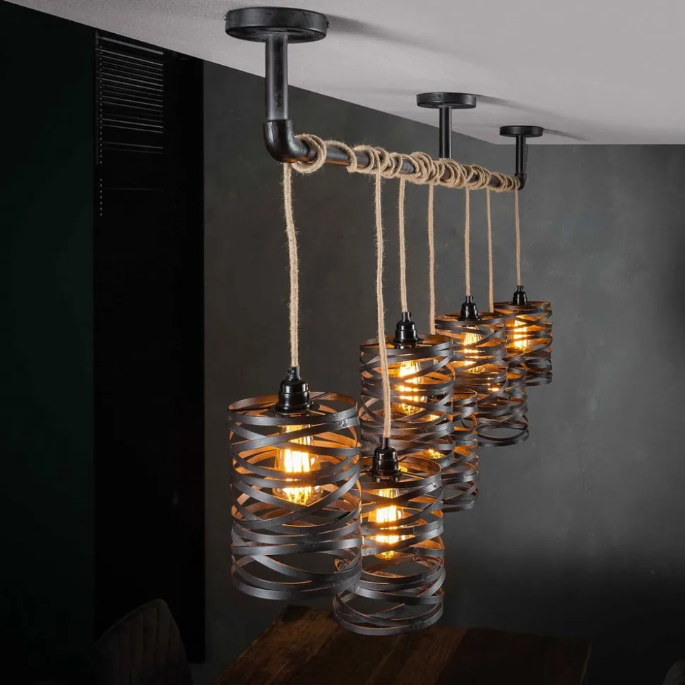 Crossround hanglamp met 7 spiraalvormige kappen