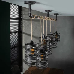 Crossround hanglamp met 7 spiraalvormige kappen