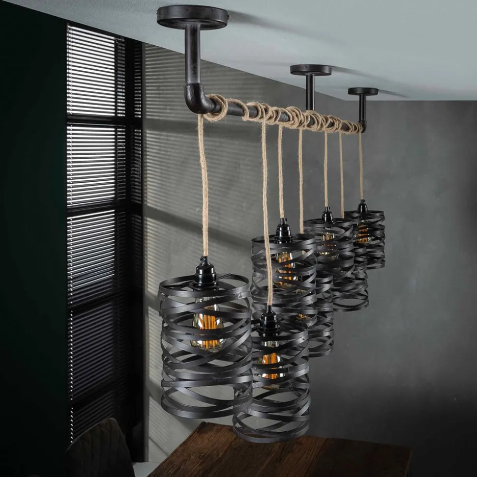 Crossround hanglamp met 7 spiraalvormige kappen
