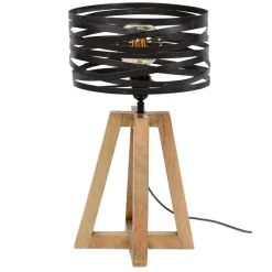 Crossround tafellamp met houten driepoot voet