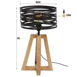 Crossround tafellamp met houten driepoot voet