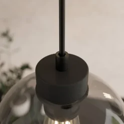 Cubus hanglamp, Ø 50 cm, 3-lamps, rookgrijs, glas