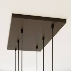 Cubus hanglamp, 74 cm, 6-lamps, helder/honing/bruin, glas