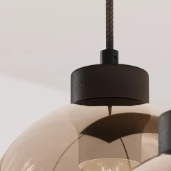 Cubus hanglamp, 85 cm, 8-lamps, helder/honing/bruin, glas