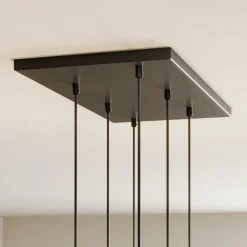 Cubus hanglamp, rookgrijs, glas, 74 cm lang, 6-lamps