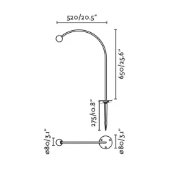 Cuca LED grondspies lamp, zwart, roestvrij staal/glas, hoogte 65 cm
