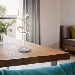 Curls LED tafellamp, zilver, metaal, 53 cm hoog, dimbaar