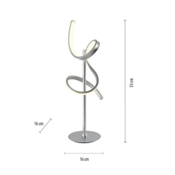 Curls LED tafellamp, zilver, metaal, 53 cm hoog, dimbaar