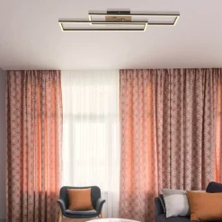 Dakari LED plafondlamp, lengte 80 cm, zwart/donker hout