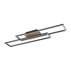 Dakari LED plafondlamp, lengte 80 cm, zwart/donker hout