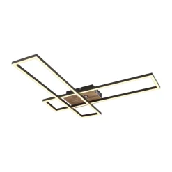 Dakari LED plafondlamp, lengte 80 cm, zwart/donker hout