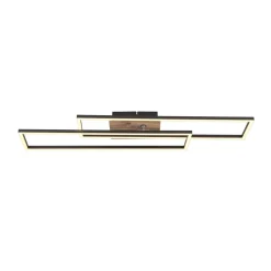 Dakari LED plafondlamp, lengte 80 cm, zwart/donker hout