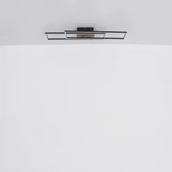 Dakari LED plafondlamp, lengte 80 cm, zwart/donker hout