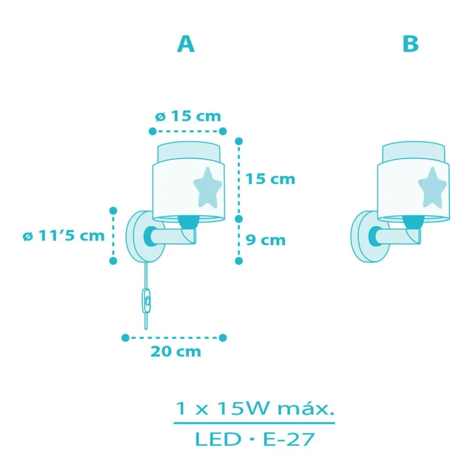 Dalber Baby Dreams wandlamp met stekker, blauw