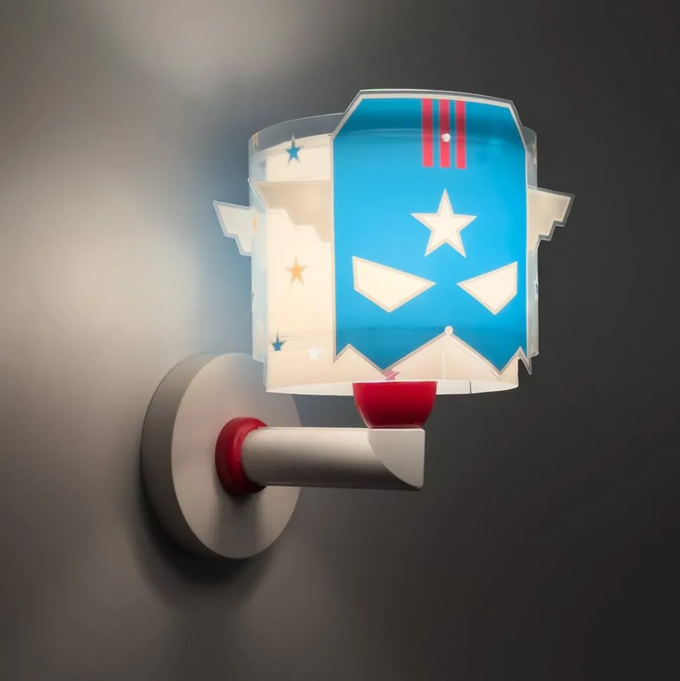 Dalber Blue Hero wandlamp met stekker, wit/blauw