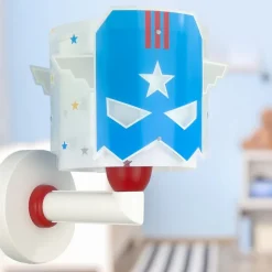 Dalber Blue Hero wandlamp met stekker, wit/blauw