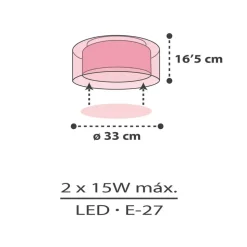 Dalber Cloud Roze plafondlamp, Ø 33 cm, roze