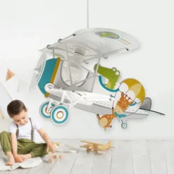 Dalber hanglamp Crocodile Plane, kleurrijk, hout/kunststof