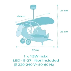 Dalber hanglamp Lion Plane, kleurrijk, hout/kunststof