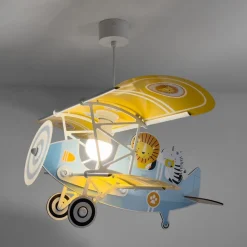 Dalber hanglamp Lion Plane, kleurrijk, hout/kunststof